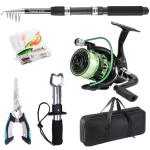 Tripquips Fishing Rod, 6.9ft Telescopic Fishing Rod and Reel Combo with Fishing Pliers and Lip Gripper Fishing Equipment, 5.2:1 Pre-Loaded Spinning Reel Combo Set Fishing Pole(LF30 Green)