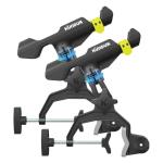 Upgraded Fishing Rod Holder with Button-Lock 360° Dual Rotation, Universal Silicone Strap & Enlarged V-Clamp – Fits Round/Square Tubes, Secure Adjustable Boat Fishing Gear for All Rod Sizes（2pack）