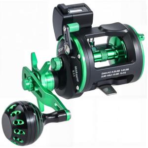 Sougayilang Line Counter Trolling Fishing Reel,Conventional Level Wind Trolling Reel, Graphite Body, Durable Stainless-Steel and Brass Gears, Large Line Capacity, Powerful Carbon Disc Drag-RZC20L