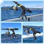 Upgraded Fishing Rod Holder with Button-Lock 360° Dual Rotation, Universal Silicone Strap & Enlarged V-Clamp – Fits Round/Square Tubes, Secure Adjustable Boat Fishing Gear for All Rod Sizes（2pack）