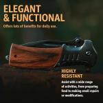 Spring Assisted Tactical Pocket Knife with Wood Handle