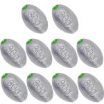 Egg Sinkers Bullet Fishing Weights Oval Shaped with Plastic Core Slip Sinkers for Catfish Fishing Casting Saltwater and Freshwater 1/5oz to 2oz