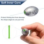 Egg Sinkers Bullet Fishing Weights Oval Shaped with Plastic Core Slip Sinkers for Catfish Fishing Casting Saltwater and Freshwater 1/5oz to 2oz