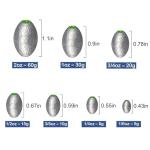Egg Sinkers Bullet Fishing Weights Oval Shaped with Plastic Core Slip Sinkers for Catfish Fishing Casting Saltwater and Freshwater 1/5oz to 2oz