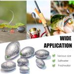 Egg Sinkers Bullet Fishing Weights Oval Shaped with Plastic Core Slip Sinkers for Catfish Fishing Casting Saltwater and Freshwater 1/5oz to 2oz