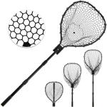 SEASPRO Black Telescoping Fishing Nets Lightweight Rubber Fish Net Durable with Non-Slip Grip - Freshwater and Saltwater Fishpond Large Fish Net (18.3"/46.5cm Hoop Size 1.62M Black Rubber net)