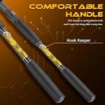 Sougayilang Spinning & Casting Fishing Rods, 2-Piece Strong Carbon&Glass Composite Trolling Rod Offshore Surf Pole for Bass, Trout, Panfish, Catfish- Spinning- 7'0"-Yellow