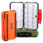 3 Pack Waterproof Fishing Tackle Box, Double-Sided with 19 Adjustable Dividers, Leakproof Bait Storage Case for Trout Ultralight Fishing & Travel (Green, Orange, Black)