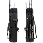 Allnice Sturdy Canvas Fishing Rod & Reel Organizer Bag Travel Carry Case Bag- Holds 5 Poles & Tackle (Black)