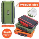 3 Pack Waterproof Fishing Tackle Box, Double-Sided with 19 Adjustable Dividers, Leakproof Bait Storage Case for Trout Ultralight Fishing & Travel (Green, Orange, Black)