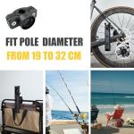 VEXPLO Adjustable Pole Mount Bike Fishing Rod Holder for Bicycle, Boat, Chairs, Cart, Scooter, Motorcycle, ATV & Beach Car, Fishing Pole Holder for Bike Rack with Mount Clamp (1.6" Inner Diameter)