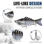 6PCS Fishing Lures for Freshwater and Saltwater with case,Slow Sinking Multi Jointed Swimbaits, Lifelike Lures for Bass Trout Crappie Walleye Pike, Easily Caught Bait