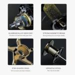 Fishing Baitcasting Reel, Baitcaster Fishing Reels with 18+1BB Stainless Steel Ball Bearings,Magnetic Braking System for Fishing Saltwater Freshwater, Available in 7.2:1 Black Gold