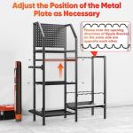 POKIPO Fishing Rod Holders for Garage,Fishing Rod Rack Storage up to 18 Rods,3 Tier Adjust Heavy Duty Metal Fish Pole Stand Organizer with Pegboard for Fishing Gear and Equipment Accessories