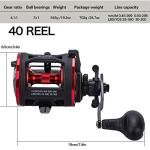 Sougayilang Trolling Reel Level Wind Conventional Reel Graphite Body Fishing Reel, Durable Stainless-Steel, Large Line Capacity-DTR40 Left Handle
