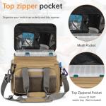 FREEAMG Fishing Tackle Bags - Padded Shoulder Strap Fishing Bags -Saltwater & Freshwater Fishing Bag - Gear Storage for Tackle Box (Kahki) (Bag Only)