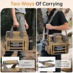 FREEAMG Fishing Tackle Bags - Padded Shoulder Strap Fishing Bags -Saltwater & Freshwater Fishing Bag - Gear Storage for Tackle Box (Kahki) (Bag Only)