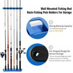 DZrudun Vertical Fishing Rod/Pole Holders for Garage,Fishing Rod Holder, Premium EVA &Shock-Resistant PP Base, Wall Mounted Fishing Rod/Pole Rack,Holds Up to 6 Rods, Fits Most Rods of Diameter 3-19mm