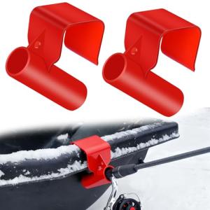 2 Pcs Plastic Ice Fishing Sled Rod Holder Ice House Sled Rod Holder Hands-Free Ice Fishing Pole Rack Compatible Storage Rack Gear Bucket Accessories Sturdy for Riverbank Lakeside, Red