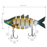 BASSDASH Bone Swimbait Multi Jointed Hard Fishing Lure for Bass Trout Bluegill Pike with Angled Cut Segments 3.7in/0.66oz