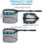 PLUSINNO Floating Fishing Net for Steelhead, Salmon, Fly, Kayak, Catfish, Bass, Trout Fishing, Rubber Coated Landing Net for Easy Catch & Release, Compact & Foldable for Easy Transportation & Storage