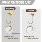 Eupheng 50pcs Fly Tying Jigs Kit Jig Heads for Fly Fishing, Jig Head Fly Fishing Hooks DIY Lure Making Kit Suit for Tying Flies