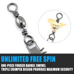 Dr.Fish 50 Pack Fishing Snap Swivels, Barrel Swivels Fishing Tackles, Stainless Steel Safty Interlock Snaps Leader Line Lure Connector Fresh&Saltwater #14