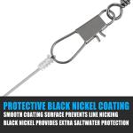 Dr.Fish 50 Pack Fishing Snap Swivels, Barrel Swivels Fishing Tackles, Stainless Steel Safty Interlock Snaps Leader Line Lure Connector Fresh&Saltwater #14