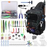 Fishing Backpack with Tackle Boxes,Waterproof Fishing Shoulder Bag for Fishing Gear,Fish Sling Bag with Fishing Lures Kit,Fish Hook Remover Tool,Fish Lip Gripper,Fishing Plier,Gifts for Men (Green)