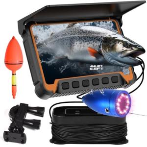 Underwater Fishing Camera w/Temp Depth Sensor,7" HD Fish Finder Camera 100ft Long Cable IR LED Night Vision Wide Angle Lens Line Camera for Kayak Lake Boat Ice Fishing Portable Fish Finder