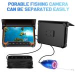 Underwater Fishing Camera w/Temp Depth Sensor,7" HD Fish Finder Camera 100ft Long Cable IR LED Night Vision Wide Angle Lens Line Camera for Kayak Lake Boat Ice Fishing Portable Fish Finder