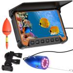 Underwater Fishing Camera w/Temp Depth Sensor,7" HD Fish Finder Camera 100ft Long Cable IR LED Night Vision Wide Angle Lens Line Camera for Kayak Lake Boat Ice Fishing Portable Fish Finder