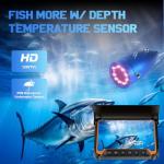 Underwater Fishing Camera w/Temp Depth Sensor,7" HD Fish Finder Camera 100ft Long Cable IR LED Night Vision Wide Angle Lens Line Camera for Kayak Lake Boat Ice Fishing Portable Fish Finder