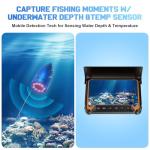 Underwater Fishing Camera w/Temp Depth Sensor,7" HD Fish Finder Camera 100ft Long Cable IR LED Night Vision Wide Angle Lens Line Camera for Kayak Lake Boat Ice Fishing Portable Fish Finder