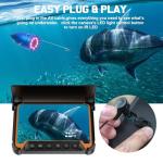 Underwater Fishing Camera w/Temp Depth Sensor,7" HD Fish Finder Camera 100ft Long Cable IR LED Night Vision Wide Angle Lens Line Camera for Kayak Lake Boat Ice Fishing Portable Fish Finder