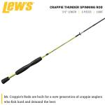 Lew's Crappie Thunder Spinning Rod, 5-Foot 6-Inch 2-Piece Fishing Rod, Light Power, Fast Action, Premium 2-Piece Graphite Blank, EVA Split Grip Handle, Crappie Thunder Green