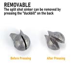 Dr.Fish 100 Pack Removable Split Shot Weights Lead Fishing Sinkers Fly Fishing Line Sinkers Reuseable Clip On Weights Freshwater Saltwater Size BB 1/80oz