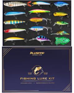 PLUSINNO Fishing Lures kit, Bass Fishing Lures for Freshwater，Fishing Gear Set 2025 Christmas Fishing Gifts for Men, Fishermen, Angler