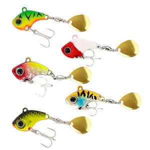 Gorvellin Metal VIB Spinner Blade Fishing Lures 5PCS – Vibrating Hard Baits with Treble Hook for Bass, Trout, Perch, Walleye, Pike – Multi-Color Metal Blade Bait Kit for Freshwater & Saltwater