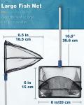Pawfly Aquarium Fish Net with Telescopic Stainless Steel Handle 8 Inch Large Square Net with Soft Fine Mesh Sludge Food Residue Wastes Skimming Cleaning Net for Fish Tanks Small Koi Ponds and Pools