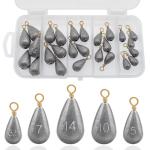 Fishing Weights Sinkers Kit, 5 Sizes 26pcs Drop Shot Weights Fishing Sinkers, Fishing Weights Lead Fishing Equipment for Saltwater Freshwater Ocean Catfish