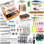DIGOAKO Large 3-Layer Fishing Tackle Box with Tackle Included, 417Pcs Fishing Lures Kit, Gloves, Crankbaits, Hooks, Weights & Other Accessories, Fresh Water Bass Fishing Kit Equipment Gift for Men