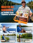 DIGOAKO Large 3-Layer Fishing Tackle Box with Tackle Included, 417Pcs Fishing Lures Kit, Gloves, Crankbaits, Hooks, Weights & Other Accessories, Fresh Water Bass Fishing Kit Equipment Gift for Men
