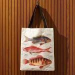 Mudpuppy Brass Monkey Judgy Fish Canvas Tote Bag - Environmentally Friendly Lightweight Reusable Shopping And Grocery Bag