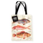 Mudpuppy Brass Monkey Judgy Fish Canvas Tote Bag - Environmentally Friendly Lightweight Reusable Shopping And Grocery Bag