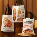 Mudpuppy Brass Monkey Judgy Fish Canvas Tote Bag - Environmentally Friendly Lightweight Reusable Shopping And Grocery Bag