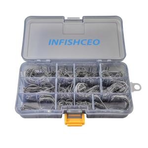 INFISHCEO Fishing Hooks Set High Carbon Steel Catfish Bulk Strong Circle Fishing Hooks Mixed Size for Saltwater Freshwater 161PCS