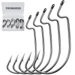 Fishing Hooks for Bass Fishing - 50pcs EWG Offset Worm Hook Texas Rig Hooks for Freshwater Saltwater Size 1/0 2/0 3/0 4/0 5/0 - Soft Lures Worms Plastics Bait Fishing Hook with Tackle Box