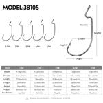 Fishing Hooks for Bass Fishing - 50pcs EWG Offset Worm Hook Texas Rig Hooks for Freshwater Saltwater Size 1/0 2/0 3/0 4/0 5/0 - Soft Lures Worms Plastics Bait Fishing Hook with Tackle Box