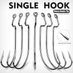 Fishing Hooks for Bass Fishing - 50pcs EWG Offset Worm Hook Texas Rig Hooks for Freshwater Saltwater Size 1/0 2/0 3/0 4/0 5/0 - Soft Lures Worms Plastics Bait Fishing Hook with Tackle Box